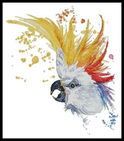 Watercolour Cockatoo by Artecy printed cross stitch chart